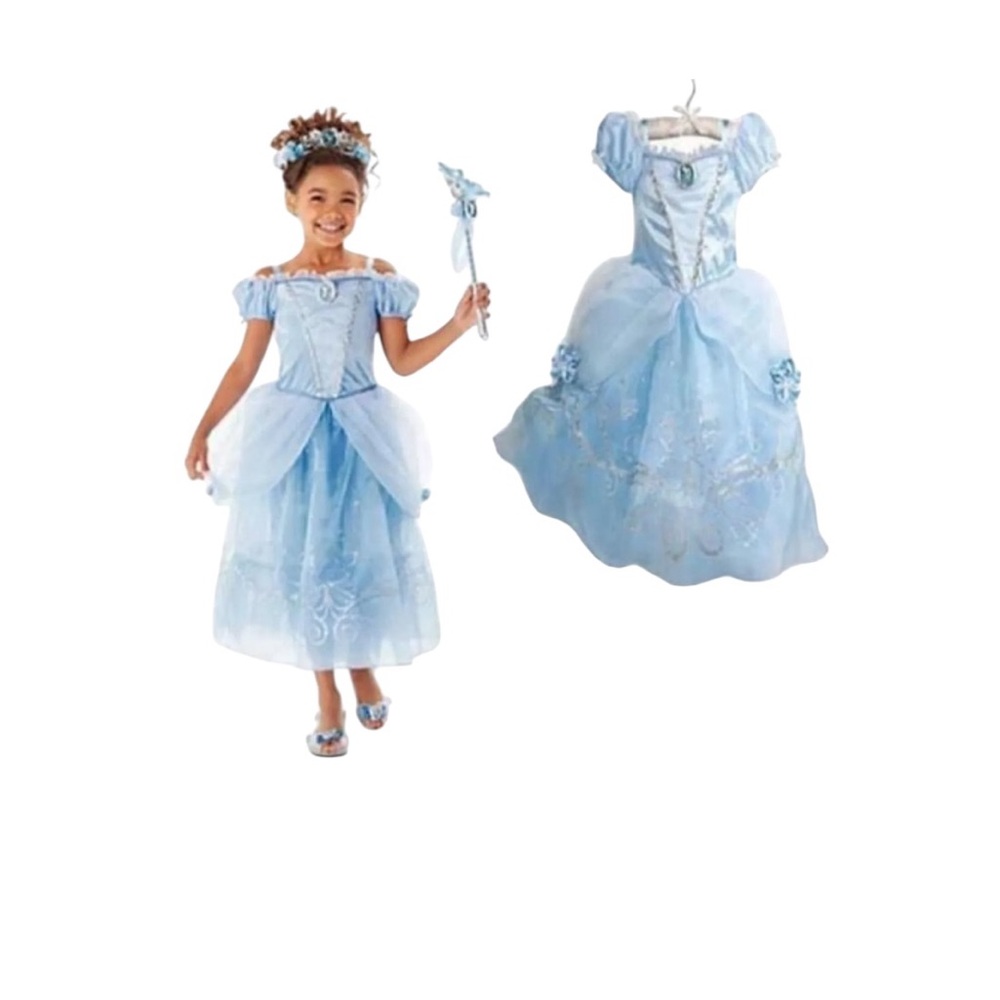 Girls Cinderella Princess Dress Costume Halloween Cosplay Fairy Tale Dress Up